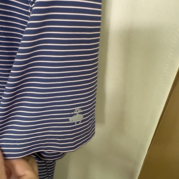 Brooks Brothers Men's Large Navy Blue Pink Performance Series Short‎ Sleeve Polo - Picture 4 of 8